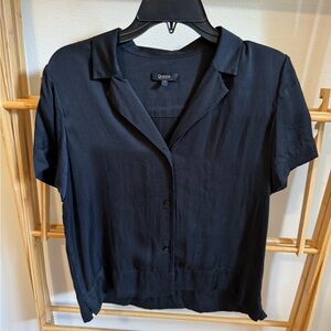 Quince Black Washable Silk Blouse Small
